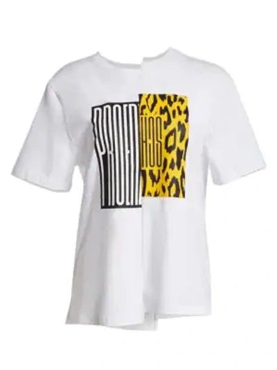 Shop Proenza Schouler Asymmetric Graphic Cotton T-shirt In White