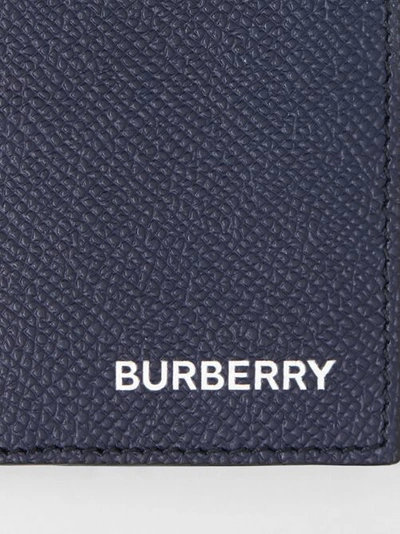 Shop Burberry Grainy Leather Bifold Card Case In Regency Blue