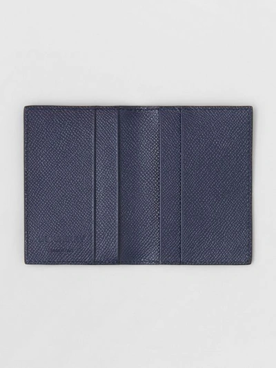 Shop Burberry Grainy Leather Bifold Card Case In Regency Blue