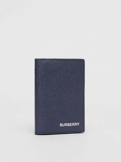 Shop Burberry Grainy Leather Bifold Card Case In Regency Blue