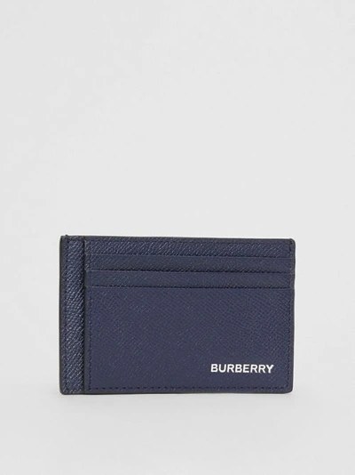 Shop Burberry Grainy Leather Money Clip Card Case In Regency Blue