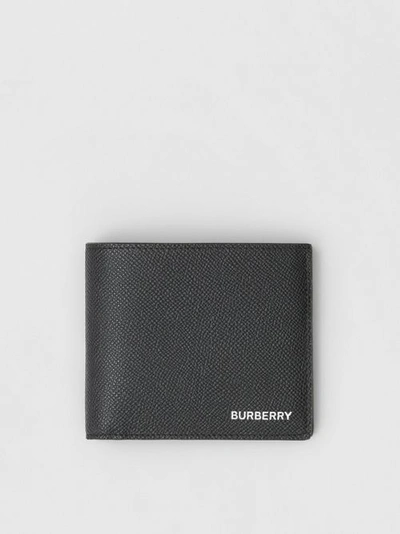 Shop Burberry Grainy Leather Bifold Wallet With Id Card Case In Black