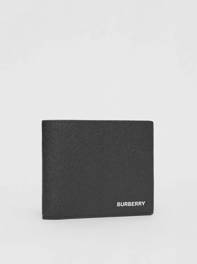 Shop Burberry Grainy Leather Bifold Wallet With Id Card Case In Black