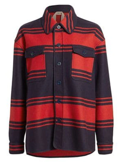 Shop N°21 Oversized Striped Shirt Jacket In Rigato Blu Rosso