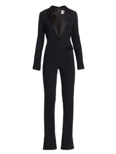 Shop Galvan Berlin Deep V-neck Tuxedo Jumpsuit In Black