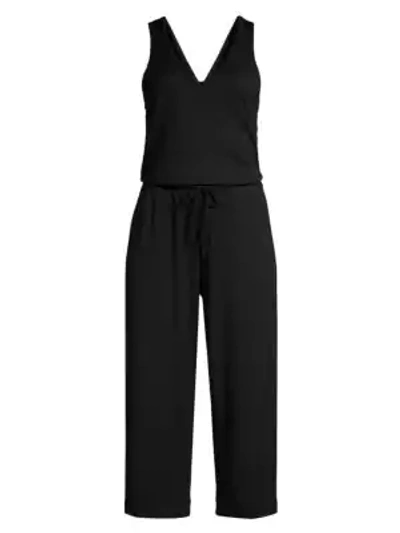 Shop Beyond Yoga Farrah Cropped Cutout Jumpsuit In Black