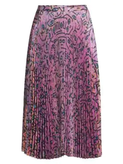 Shop Delfi Collective Clara Rainbow Print Pleated Skirt In Multi
