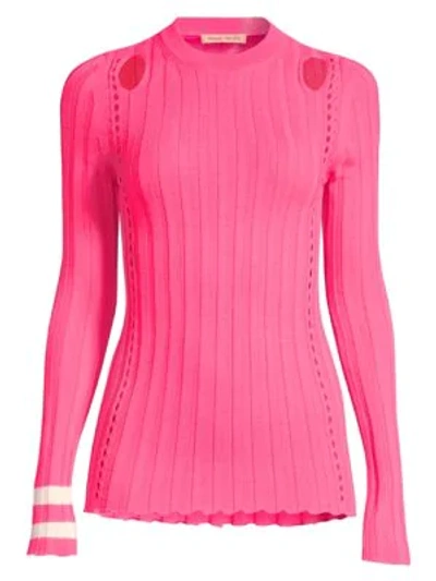 Shop Maggie Marilyn Hole Lot Of Loving Merino Wool Cut-out Jumper In Fluro Pink