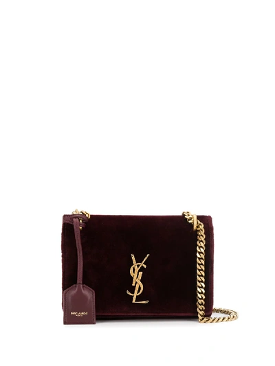 Shop Saint Laurent Sunset Small Velvet Bag - Red