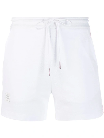 Shop Thom Browne Rwb Stripe Piqué Shorts - White