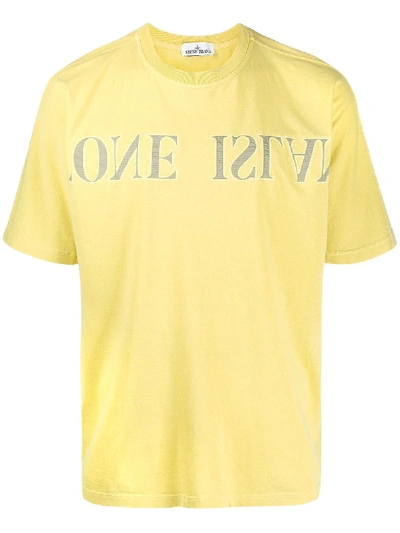 Shop Stone Island Logo Print T-shirt - Yellow