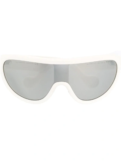 Shop Moncler Sports Shield Sunglasses In White
