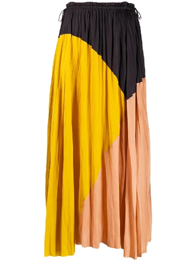 Shop Ulla Johnson Colour-block Flared Skirt - Black