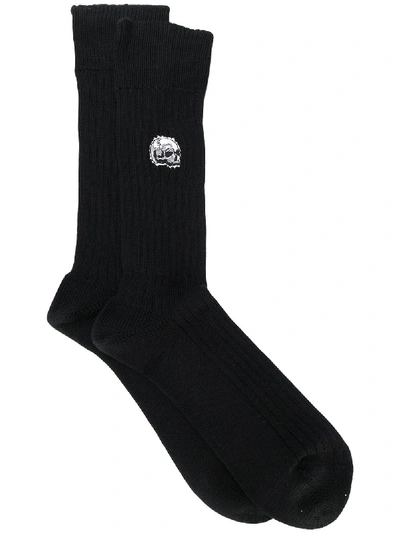 Shop Alexander Mcqueen Skull Motif Socks - Black