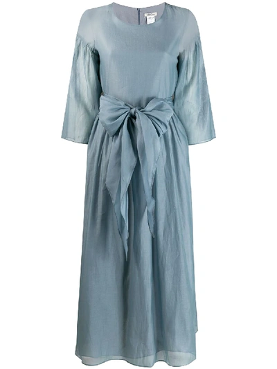 Shop Max Mara 's  Sheer Sleeve Midi Dress - Blue