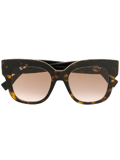 Shop Fendi Tortoiseshell Sunglasses In Brown