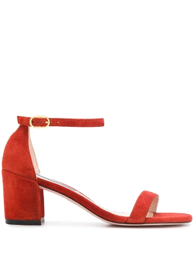 Shop Stuart Weitzman Block Heel Sandals In Red