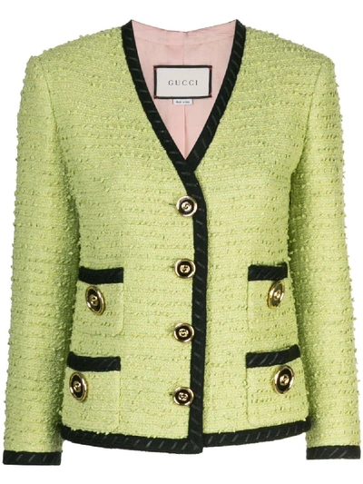 Shop Gucci Tweed Jacket - Green