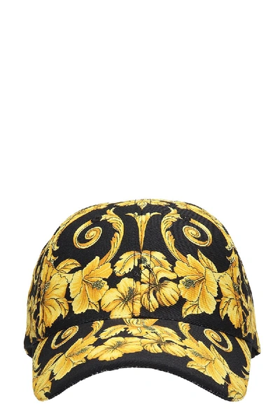 Shop Versace Black And Gold Cotton Cap