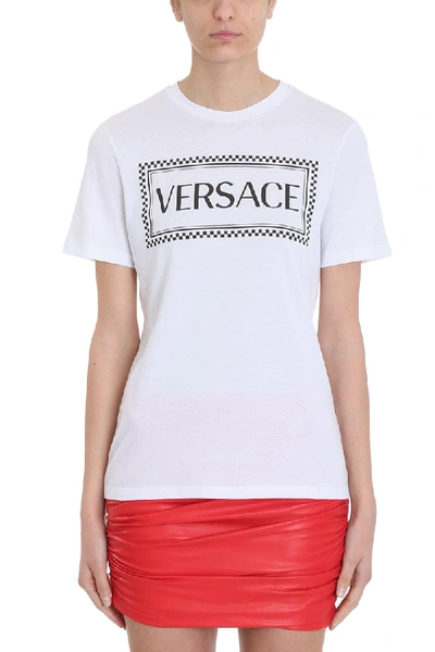 Shop Versace Logo White Cotton T-shirt