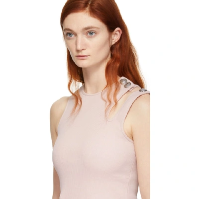 Shop Balmain Pink Asymmetric Tank Top In 4af Rose Pa