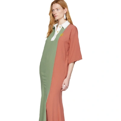 Shop Loewe Green And Pink Poloneck Dress In 4087 Green/