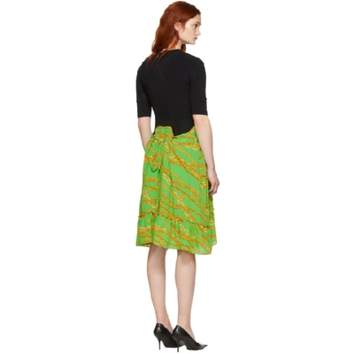 Shop Balenciaga Black And Green Silk Athletic Top Dress In 3001 Green