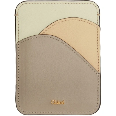 Shop Chloé Chloe Grey And White Walden Card Holder In 089 Pastelg