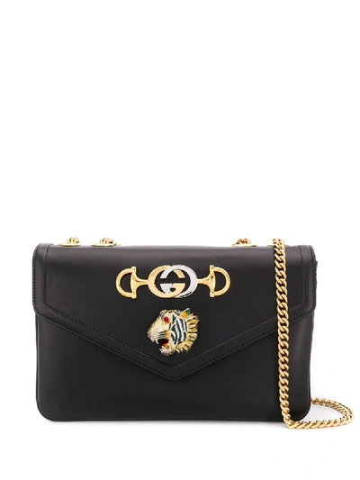 Shop Gucci Rajah Shoulder Bag In Black