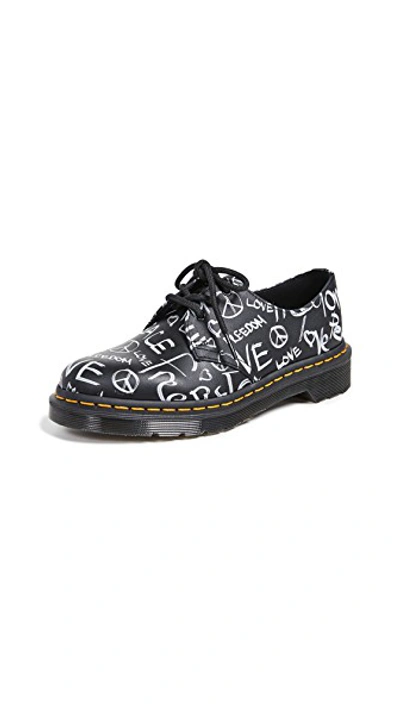 Shop Dr. Martens' 1461 3 Eye Shoes In Script Print Black/white