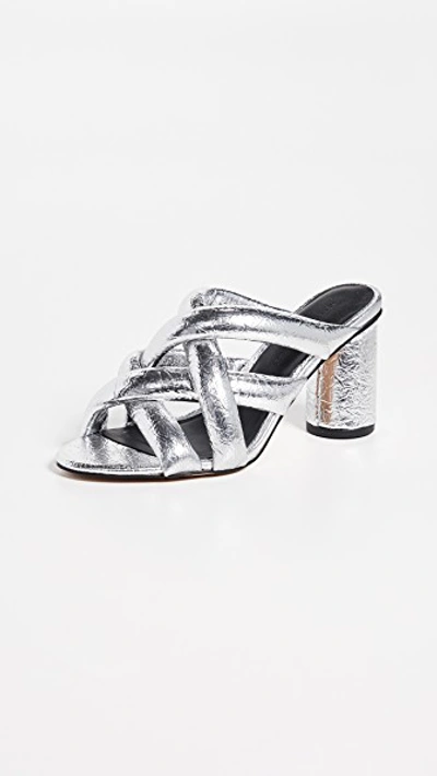 Shop Rebecca Minkoff Amandine Strappy Mules In Silver
