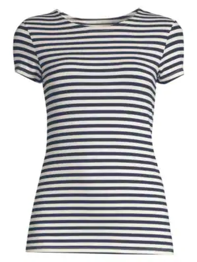 Shop L Agence Ressi Striped Crew Neck T-shirt In Navy Natural