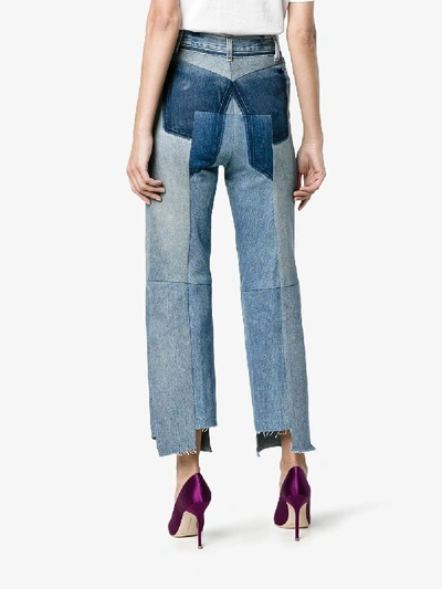 Shop Vetements Blue Reworked High Waisted Cropped Jeans