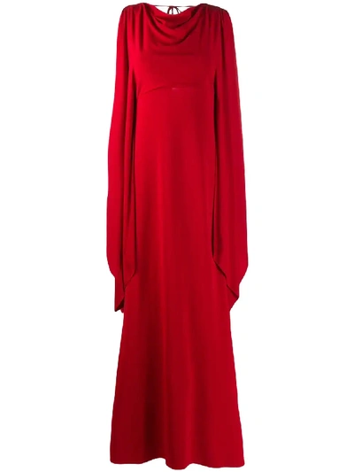 Shop Alberta Ferretti Cape Maxi Gown - Red