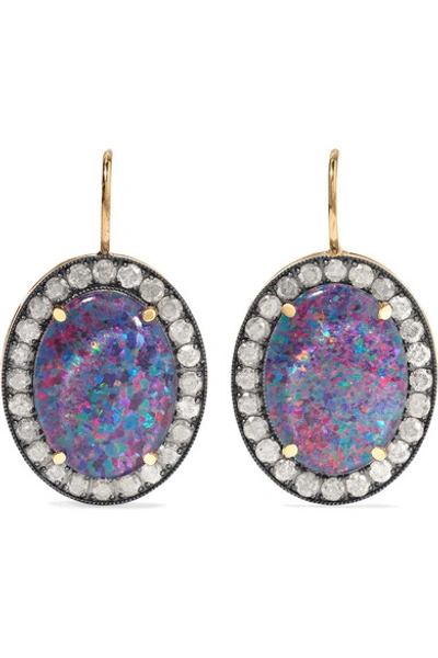Shop Andrea Fohrman Kat 18-karat Gold, Opal And Diamond Earrings