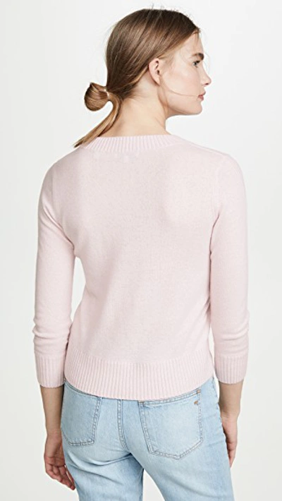 Shop Vince Shrunken 3/4 Sleeve Cashmere Sweater In Rosa Secco