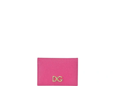 Shop Dolce & Gabbana Embellished Logo Cardholder In Pink