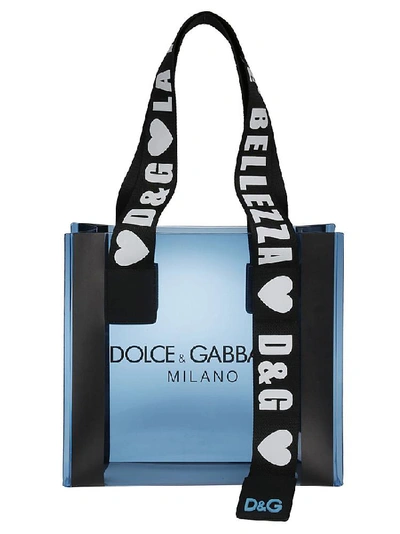 Shop Dolce & Gabbana Logo Printed Tote Bag In Blue
