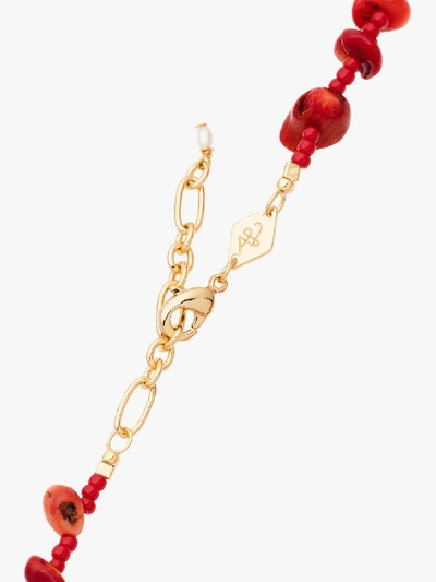 Shop Anni Lu 18k Yellow Gold-plated Beaded Necklace In Red