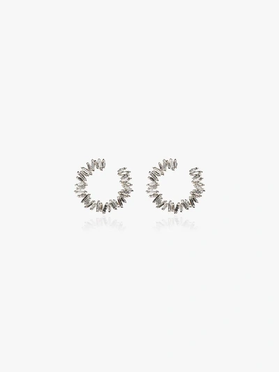 Suzanne Kalan 18k White Gold Mini Spiral Diamond Earrings In White Gold