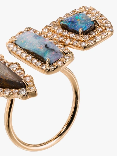 Shop Kimberly Mcdonald 18k Rose Gold Boulder Opal Diamond Ring In Rose Gold/multi