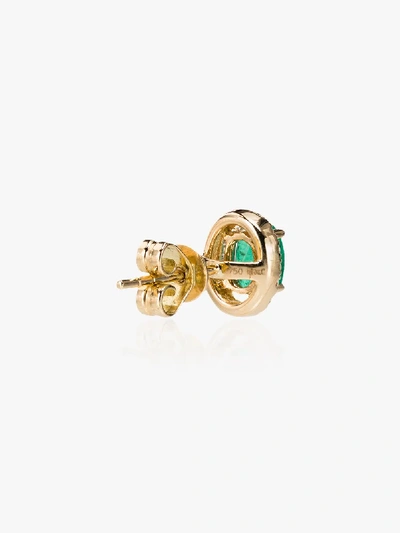 Shop Rosa De La Cruz 18k Gold Emerald Diamond Stud Earrings