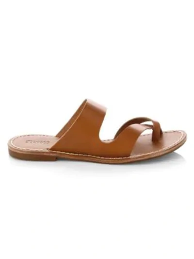 Shop Soludos Milda Leather Slid Sandals In Tan