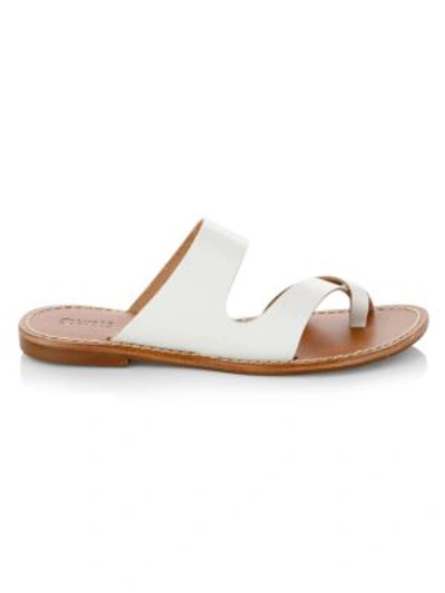 Shop Soludos Milda Leather Slid Sandals In White