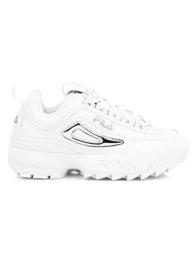 Shop Fila Women's Disruptor Ii Metallic Accent Sneakers In White