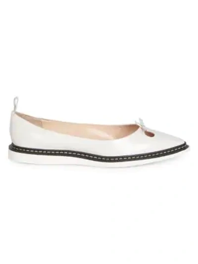 Shop Marc Jacobs The Mouse Leather Point Toe Flats In Off White