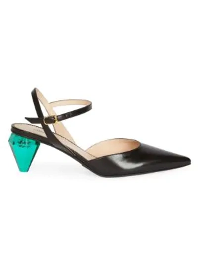Shop Marc Jacobs The Slingback Leather Point Toe Pumps In Black