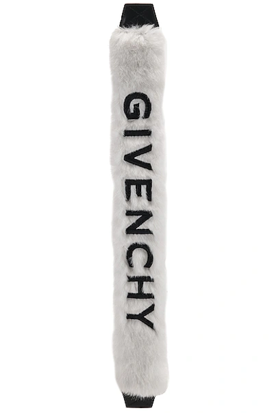 Shop Givenchy Faux Fur Logo Bag Strap In White