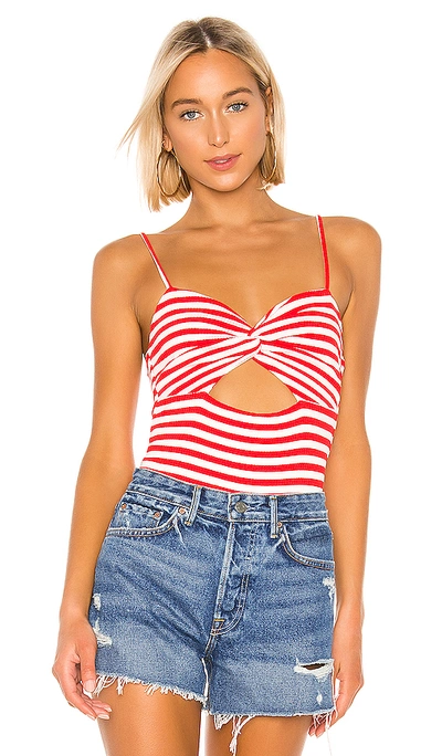 Shop Lovers & Friends Holter Bodysuit In Red & White