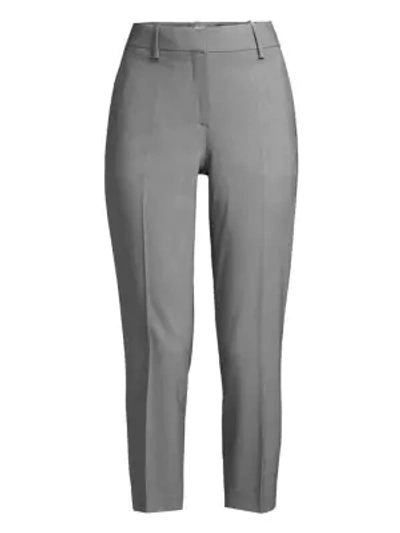 Shop Theory Women's Treeca Skinny-leg Cropped Good Wool Suiting Pants In Grey